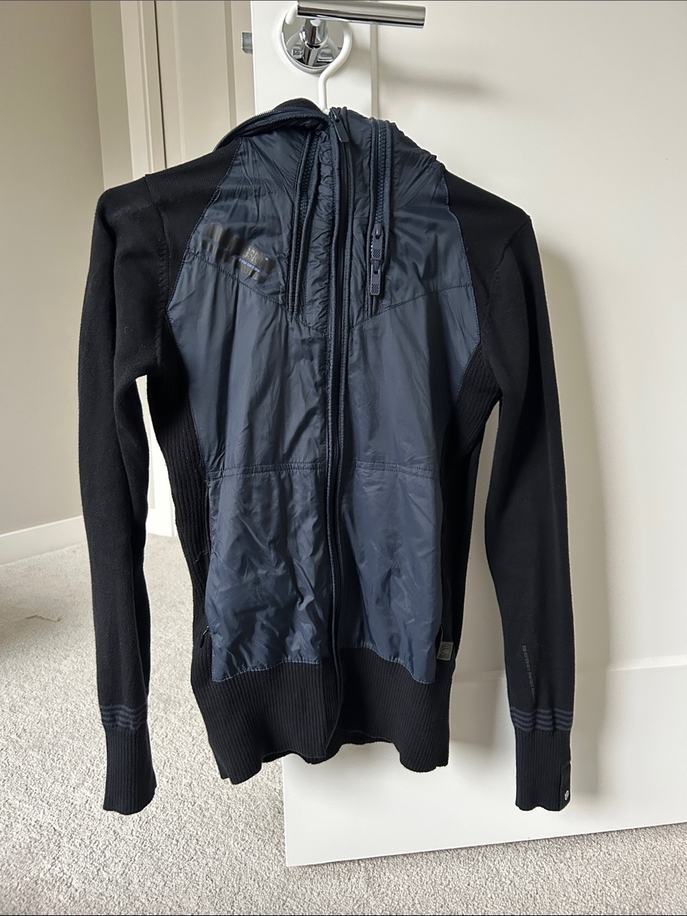 Women’s Black & Navy Hooded Hybrid Jacket
